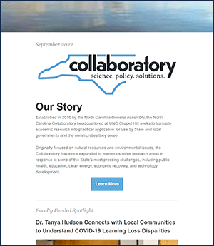 Collaboratory newsletter screenshot