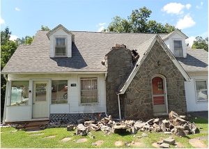 A home that was damaged by the 2020 earthquake near Sparta, NC.